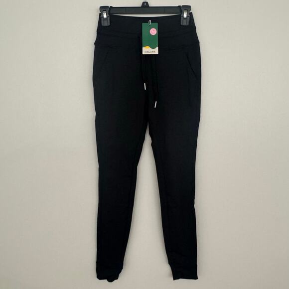 Halara High Waisted Drawstring Side Pocket Full Length Joggers in Black - Picture 2 of 8